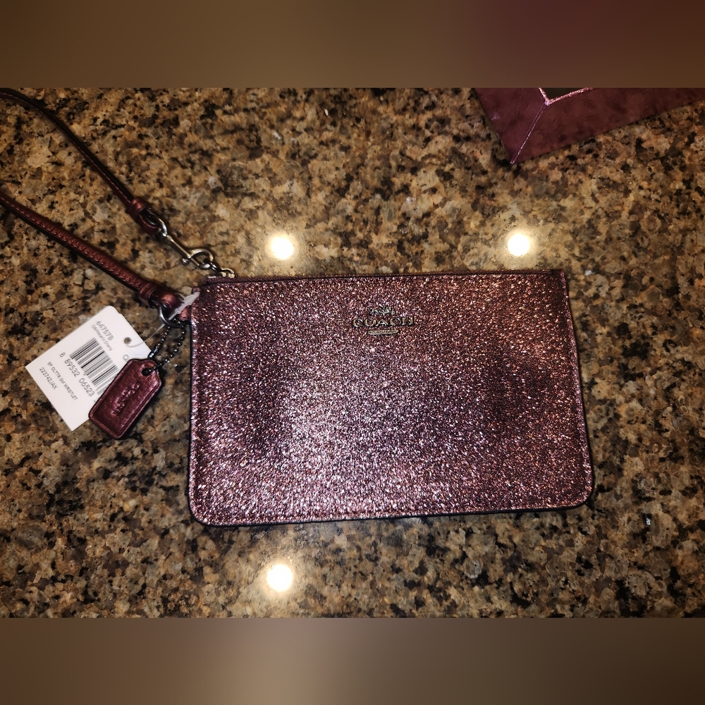 Coach glitter wristlet in metallic cherry - Picture 4 of 16